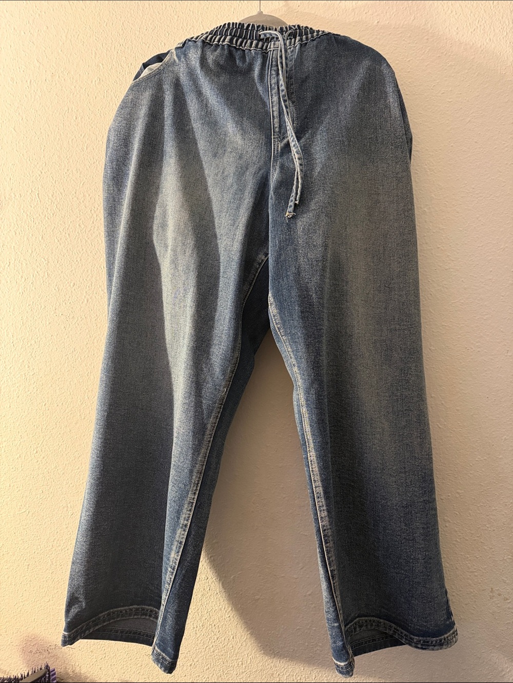 Fashion Nova Men's Relaxed Indigo Drawstring Denim Jeans